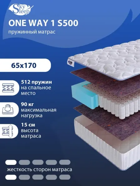 SkySleep Матрас 65x170 ортопедический пружинный на кровать и диван
