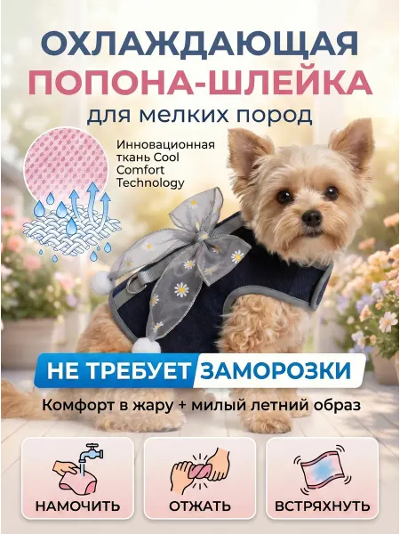 Охлаждающий жилет - шлейка для собак мелких пород