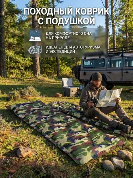 Туристический походный коврик с надувной подушкой