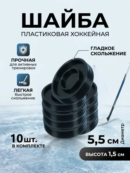 Шайба пластиковая детская хоккейная 10 шт