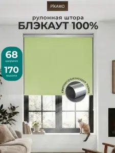 Рулонные шторы Блэкаут зеленые светоотражающие 68х170 см Pikamo, жалюзи на окна 68 ширина