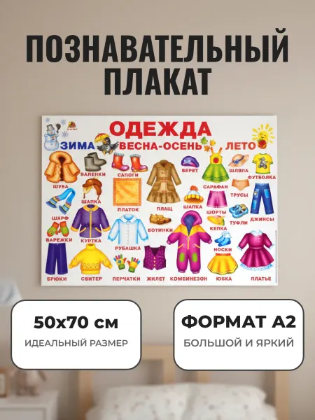 ЛИНГ Развивающий плакат А2. Одежда