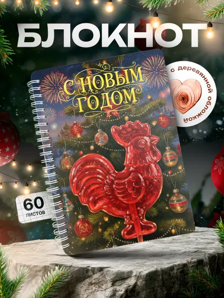 Подарок на память Деревянный блокнот в подарок к Новому году