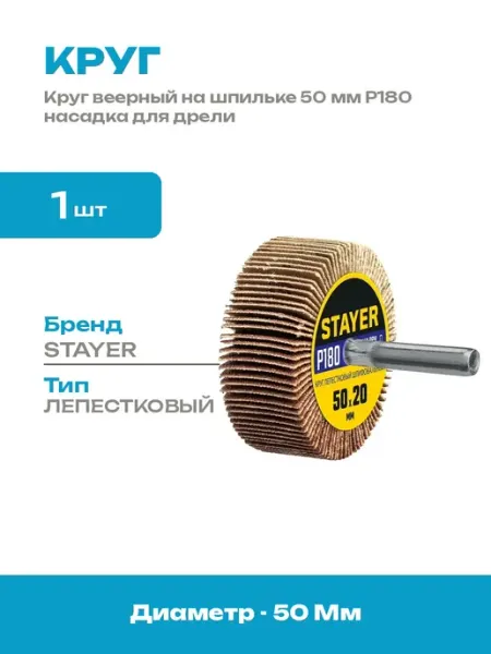 Шлифовальный лепестковый круг 50x20 мм насадка на дрель