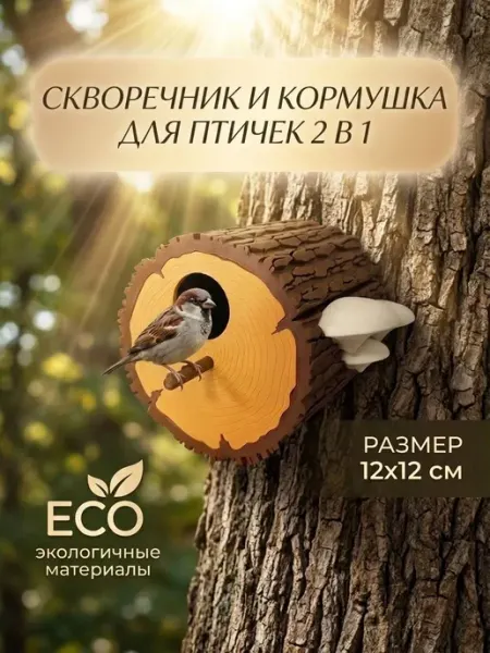 Malstep Скворечник и Кормушка для птиц 2 в 1 с креплением