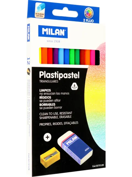 MILAN Карандаши цветные Plastipastel, 12 цветов, ластик и точилка