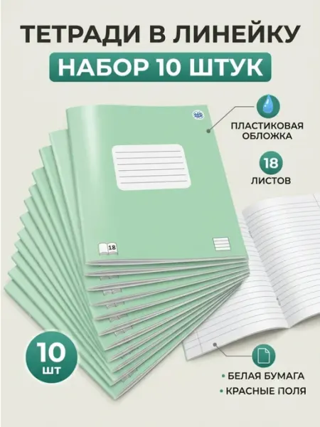 Бумажная фабрика Гознака Тетрадь школьная 18 листов линейка пластик обложка