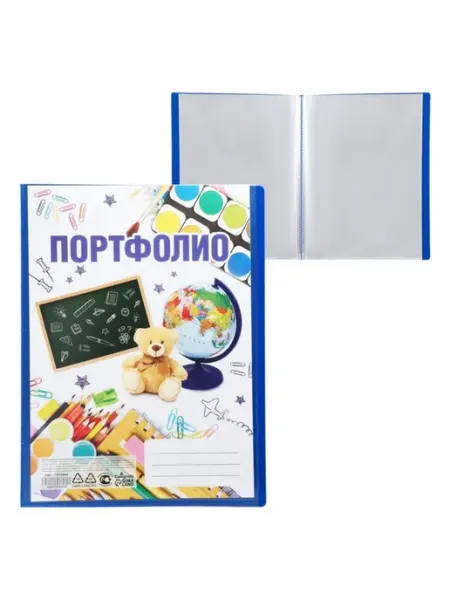 ПМДК Пластиковая папка-портфолио А4, 20 файлов, для школы