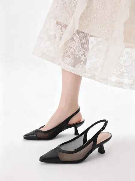 Туфли slingback на каблуке, сетка