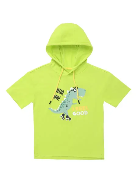 KariKids Футболка детская оверсайз салатовая с капюшоном