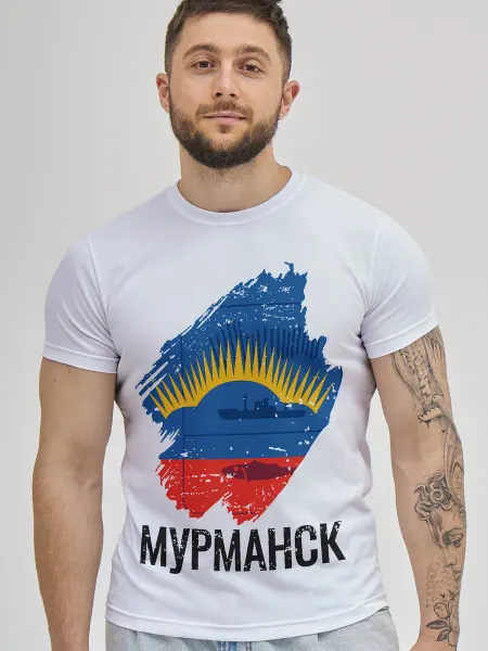 Филя Футболка мужская с принтом Флаг Мурманск