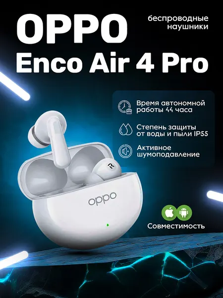 Беспроводные наушники OPPO Enco Air 4 Pro White, с шумоподавлением