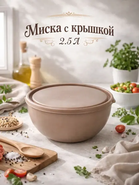Plastic Centre Миска с крышкой 2.5 л, пластик, цвет микс