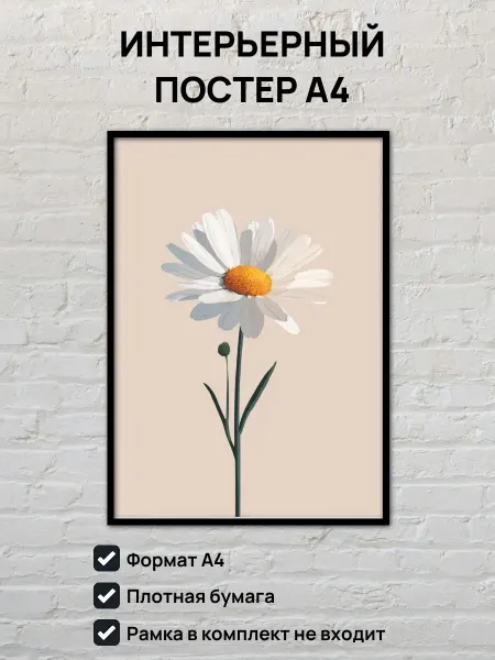 Интерьерный постер А4 Ромашка