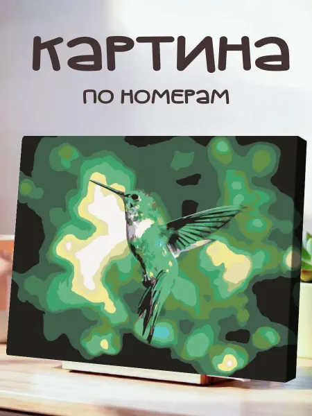 White Dot Картина по номерам 50x40см Птицы Колибри