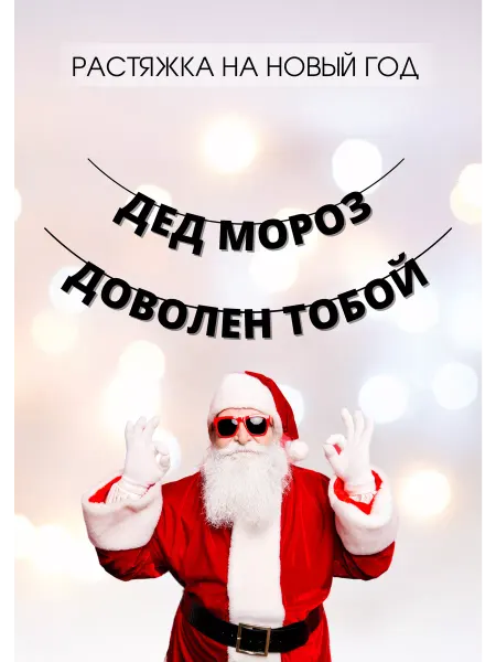 PADARUNAK.BRAND Гирлянда-растяжка новогодняя дед мороз доволен тобой