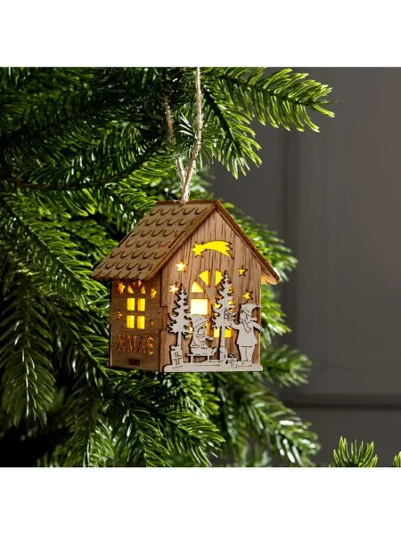 Luazon Lighting Ёлочная игрушка «Домик с детьми», от батареек