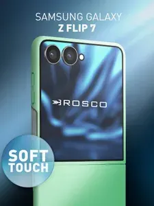 Пластиковый чехол с матовым покрытием (софт-тач) для Samsung Galaxy Z Flip 7 (Самсунг Галакси З Флип 7), синий ROSCO