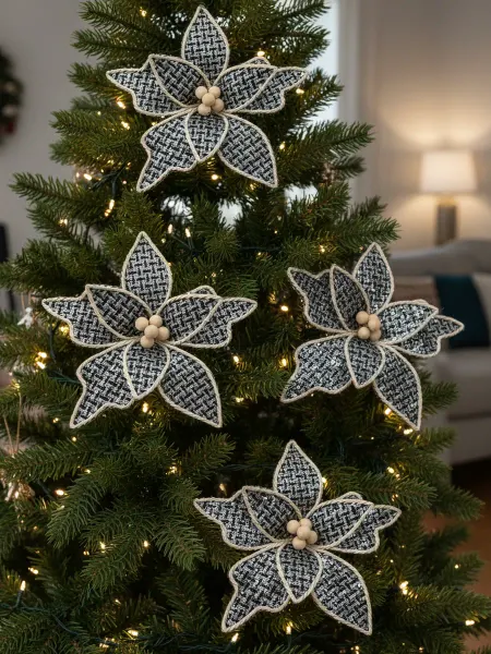 MERRY GREEN Цветы искусственные декоративные новогодние, НАБОР 3шт
