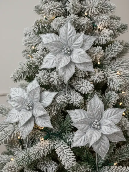 MERRY GREEN Цветы искусственные декоративные новогодние, НАБОР 3шт