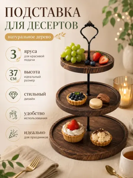 GoodHome24/7 Фруктовница ярусная деревянная этажерка для фруктов