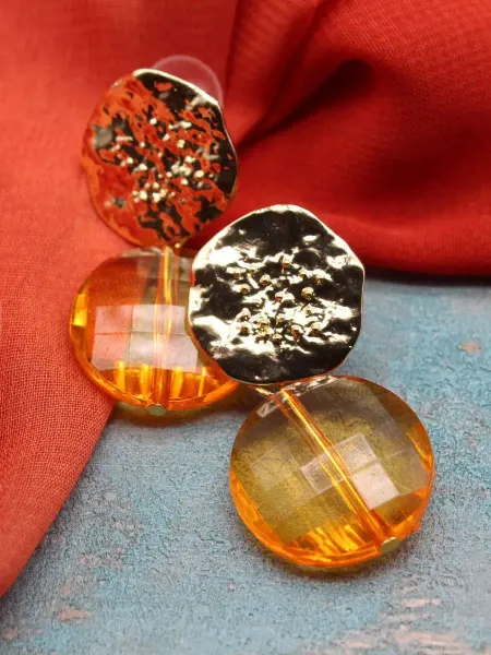 TE jewelry Серьги легкие с оранжевым камнем "Алиса"