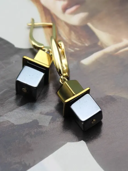 TIGER EYE Серьги из гематита "Черное золото"