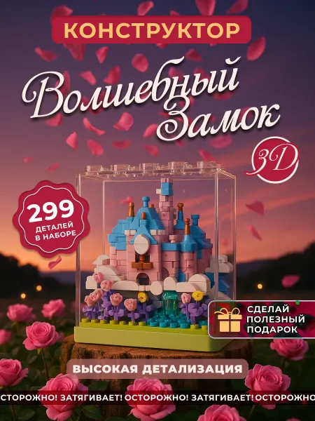 Собирашка Конструктор 3Д из миниблоков замок