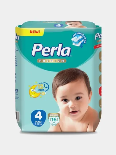 Подгузники Perla CP Eco Baby Maxi 16 шт, размер 7-18 кг, мягкие и комфортные