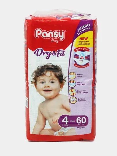 Подгузники Pansy, Jumbo №4, 7-18 кг, 60 шт