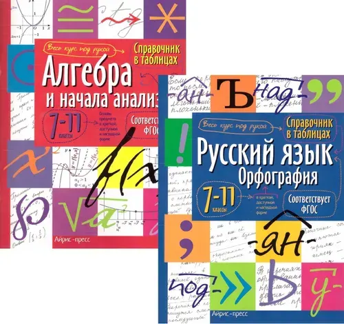 Русский язык, Алгебра 7-11 класс. Справочник в таблицах