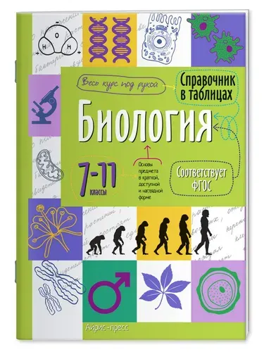 Справочник Шпаргалка к экзамену ВПР, ОГЭ, ЕГЭ на отлично 1шт Биология 7-11 класс
