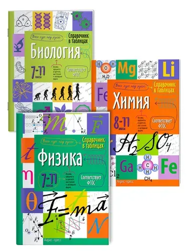 Справочник школьника в таблицах для средней и старшей школы. Физика, Биология, Химия. 7-11 класс. ФГОС