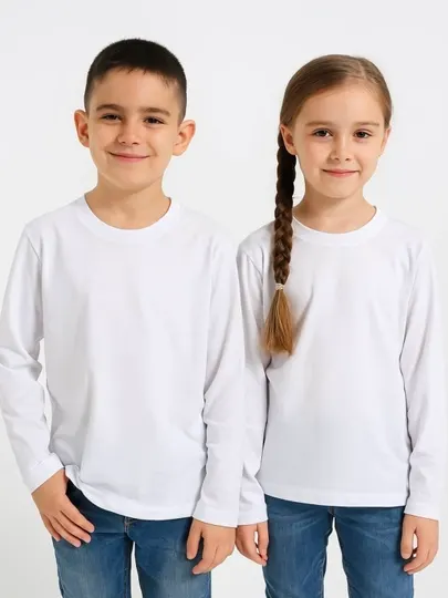 Лонгслив футболка для детей, 7-14 лет, 92% хлопок 8% лайкра