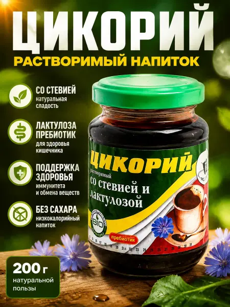 Русский цикорий Цикорий растворимый со стевией Еремеевский, 200г