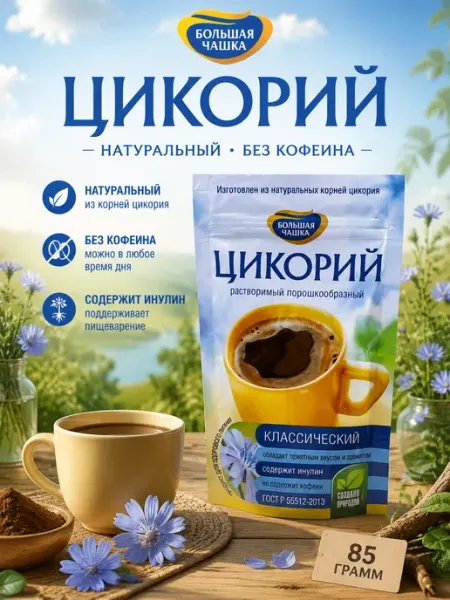 Большая Чашка Цикорий растворимый натуральный без кофеина 85 гр