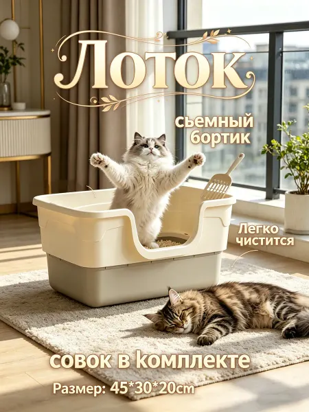 IKEA Лоток-туалет для кошек с низким порогом и высокими бортиками
