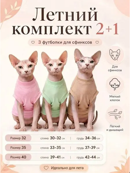 Mini ZODIAC Комплект футболок для кошек породы сфинкс