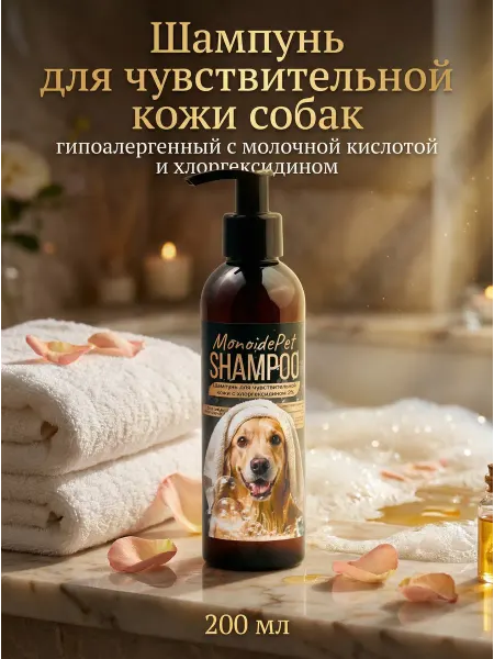 MonoidePet Шампунь гипоаллергенный с молочной кислотой и хлоргексидином