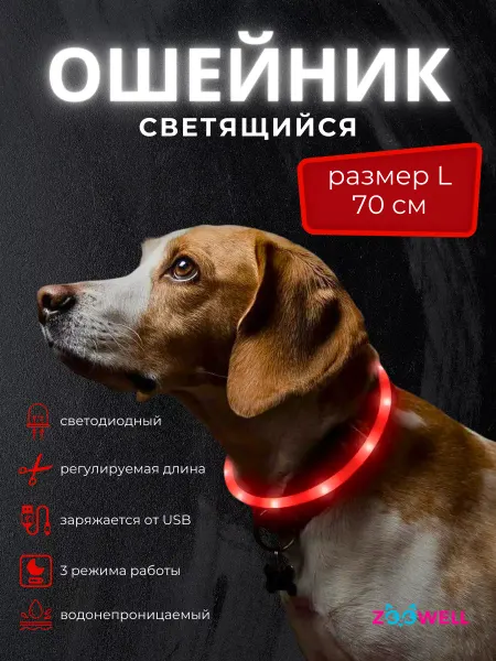 Zoowell Светящийся повседневный ошейник для кошек и собак