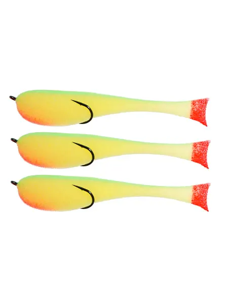 Leader-fishing Рыбки поролоновые Leader на двойнике 140мм цвет 24UV (3шт)