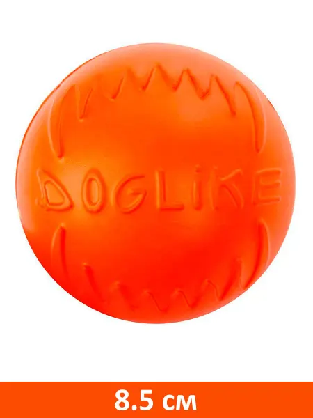 DOGLIKE Игрушка Мяч для собак и щенков средний оранжевый 8,5 см