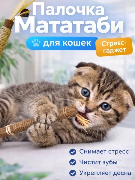 ЧудоПитомец Игрушка дразнилка для кошек Палочка мататаби с эффектом мяты
