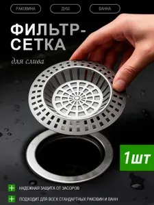 Сетка слива в раковину ванной и кухни