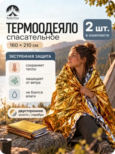 Radix9 Термоодеяло спасательное туристическое (10шт)