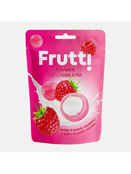 Жевательные конфеты со вкусом Малина со сливками Frutti 70г