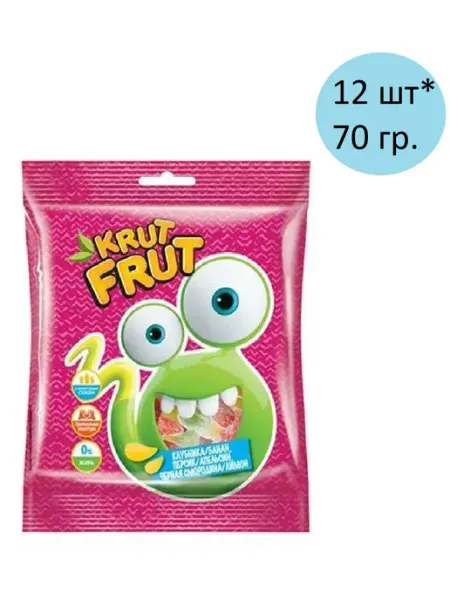 KrutFrut Жевательный мармелад Змейка в кислой посыпке, 70г, 12 шт