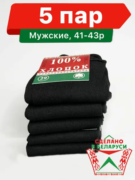 Носки Мужские "Белорусский Хлопок 100%" 5 пар, размер 27 ( Российский 41-43 )