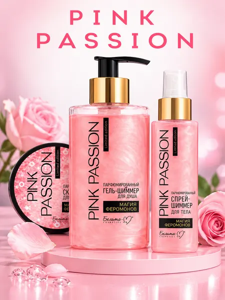 Подарочный набор Pink Passion 3 в 1 для ухода за телом и лицом
