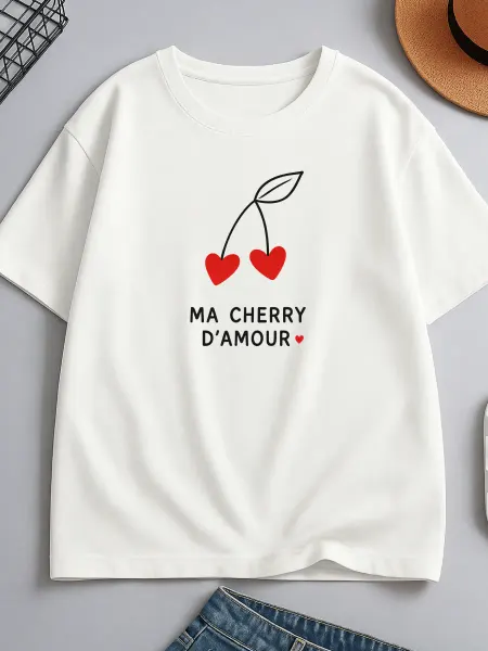 Univeles Летняя женская футболка с принтом Cherry